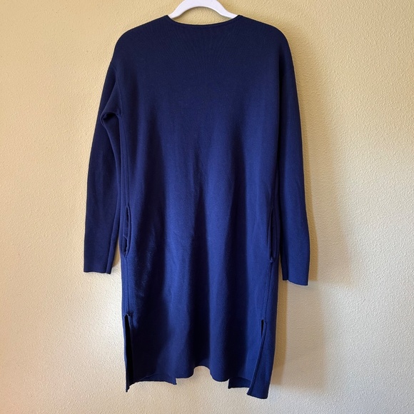 Athleta Reversible Sweater Coat/Cardigan Navy Blue Grey Pockets XS - Picture 3 of 6